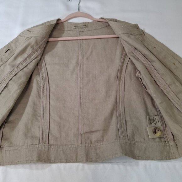 Marvin Richards Womens Tan Natural Linen Cropped Jacket Blazer Size M Vintage - Picture 12 of 15